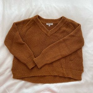 Madewell 100% Cotton Knit Copper V-Neck Sweater